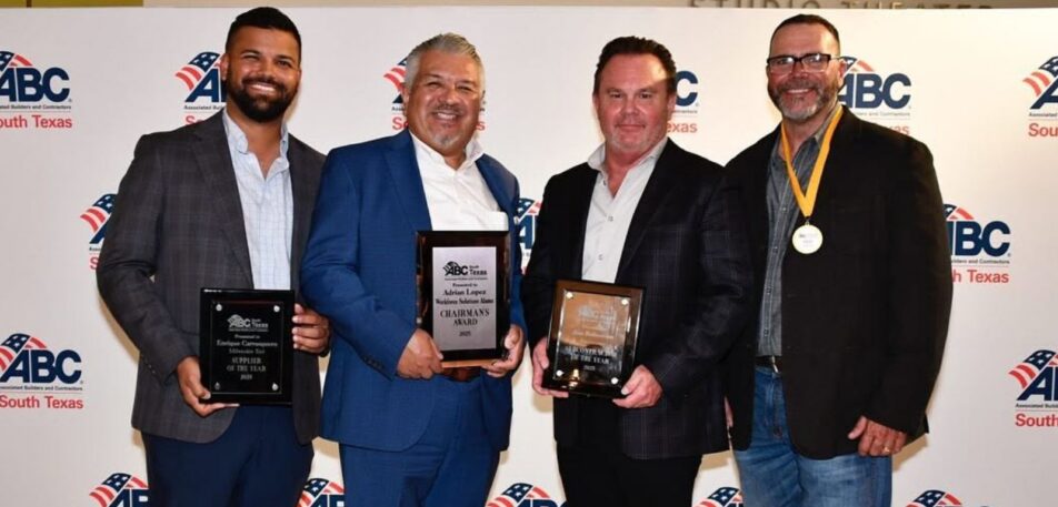 construction company representatives receiving a safety award from ABC in San Antonio